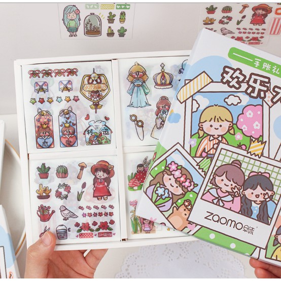 Set 5 tấm, tờ sticker DIY washi tape, cute dán trang trí, làm sổ handmade, không trùng hình