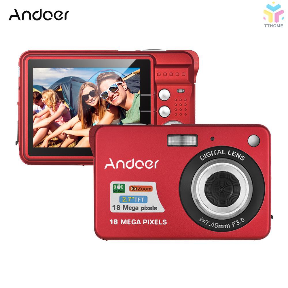 T&T Andoer 18M 720P HD Digital Camera Video Camcorder with 2pcs Rechargeable Batteries 8X Digital Zoom Anti-shake 2.7inc