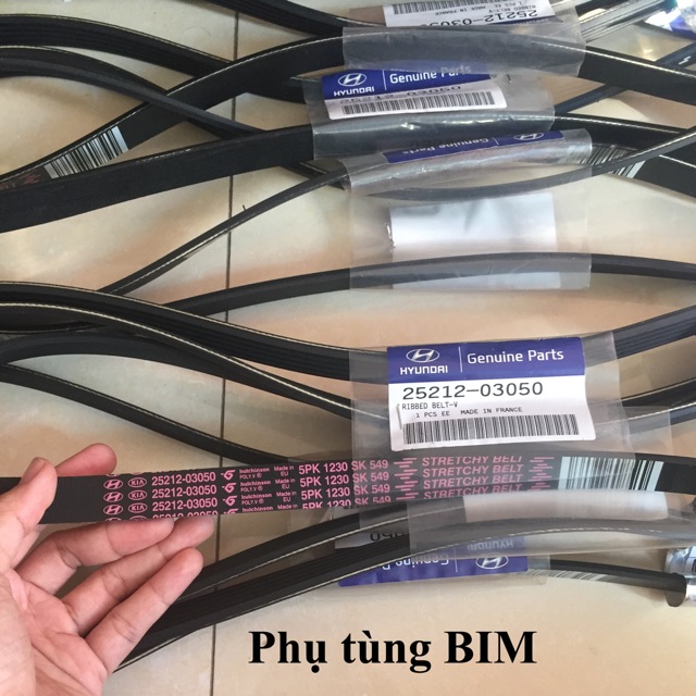 Dây curoa tổng, dây đai tổng xe Huyndai i10 Grand xe 3 máy 1.0 và 4 máy 1.2 hàng xịn chính hãng mã 5PK1230