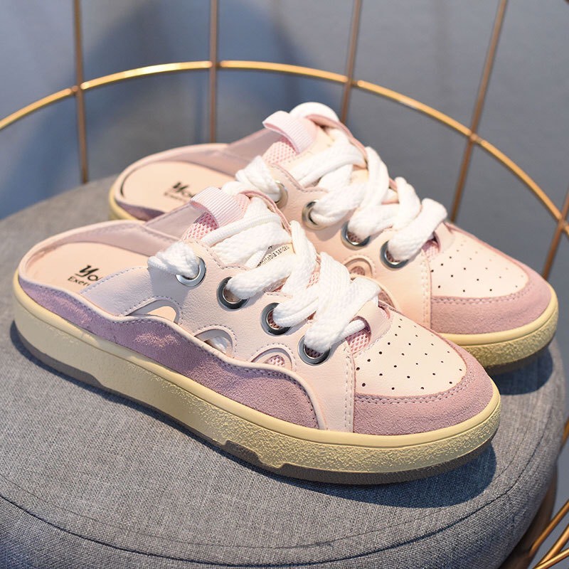 Giày sục thể thao có lỗ thoáng khí phối dây bánh bèo cute