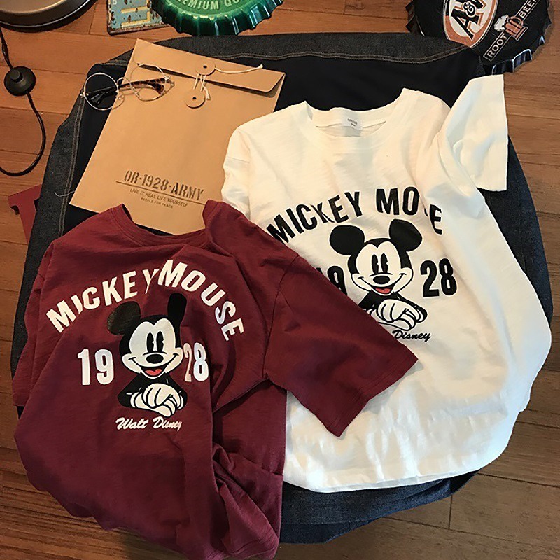 Áo Thun Mickey.Mouse Unisex Nam Nữ Tay Ngắn Áo Phông Basic Đơn Giản
