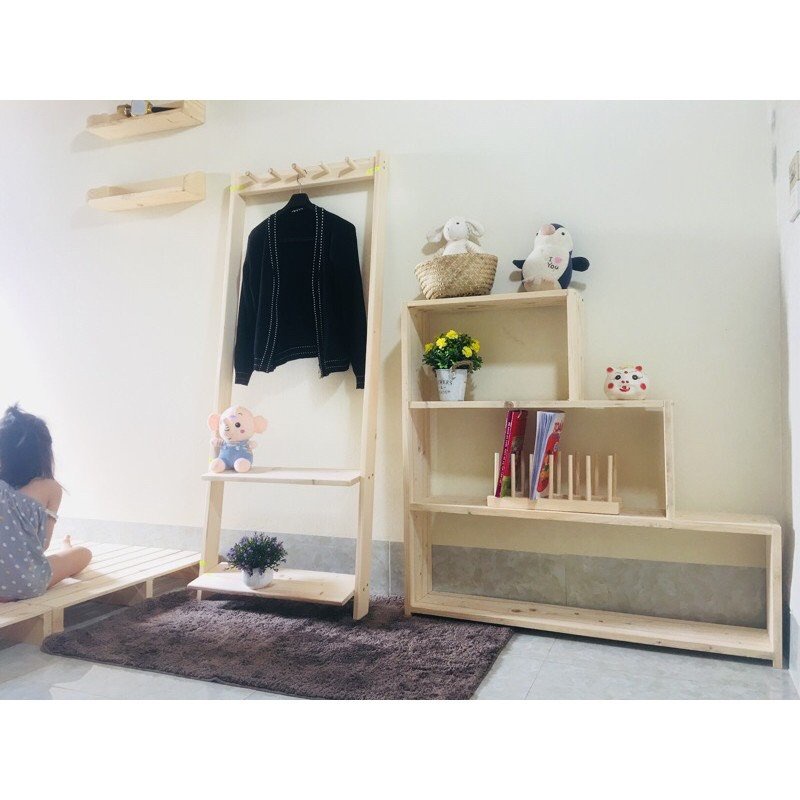 Gia/Thang gỗ dựa tường treo quần áo 𝐅𝐑𝐄𝐄 𝐒𝐇𝐈𝐏 phụ kiện chụp hình, Kệ treo đồ decor shop(Giá tại xưởng)