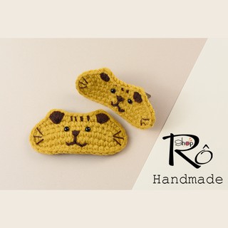 Kẹp tóc cute hình chú mèo đi hia, kẹp tóc bằng len xinh 5cm,7cm [Ảnh thật- Hàng sẵn]
