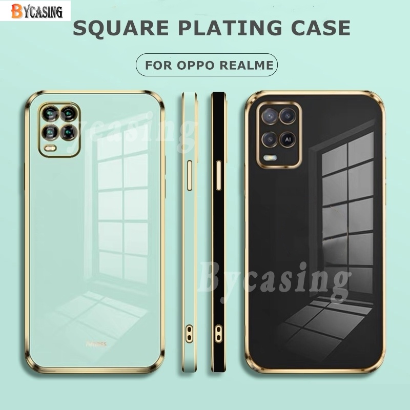 Ốp Điện Thoại Viền Cao Su Mềm Mặt Vuông Mạ 6D Chống Sốc Cho Oppo A95 A54 A16 A15 A5S A7 A12 A74 A94 A53 A3S A52 A92