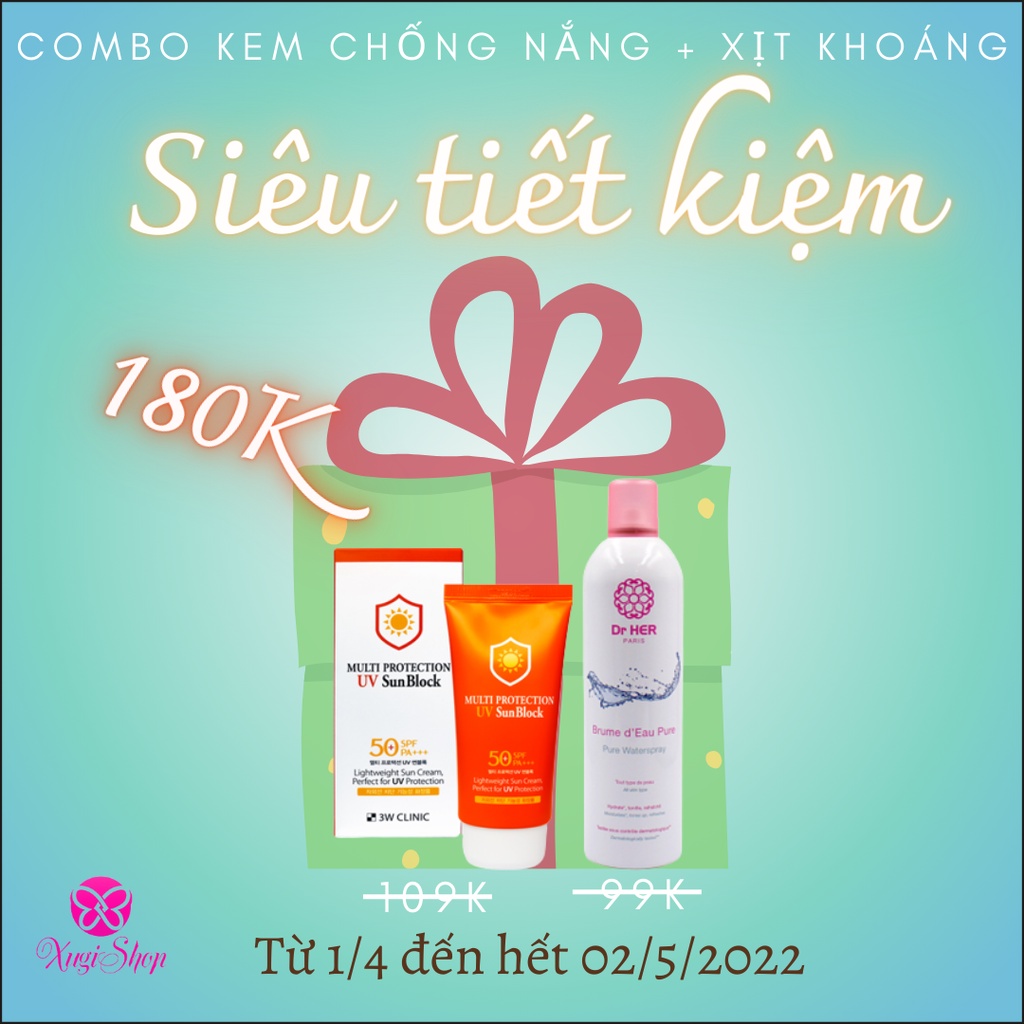 Kem chống nắng SPF50 Multi Protection Uv Sun Block 3W Clinic Hàn Quốc 70ml