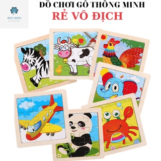 Đồ chơi gỗ, xếp hình 9 miếng bằng gỗ cho bé,đồ chơi gỗ thông minh cho bé BONKIDS