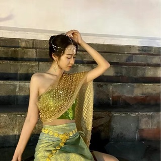 Set trang phục truyền thống Thái Lan 3 mảnh phối nhiều màu.