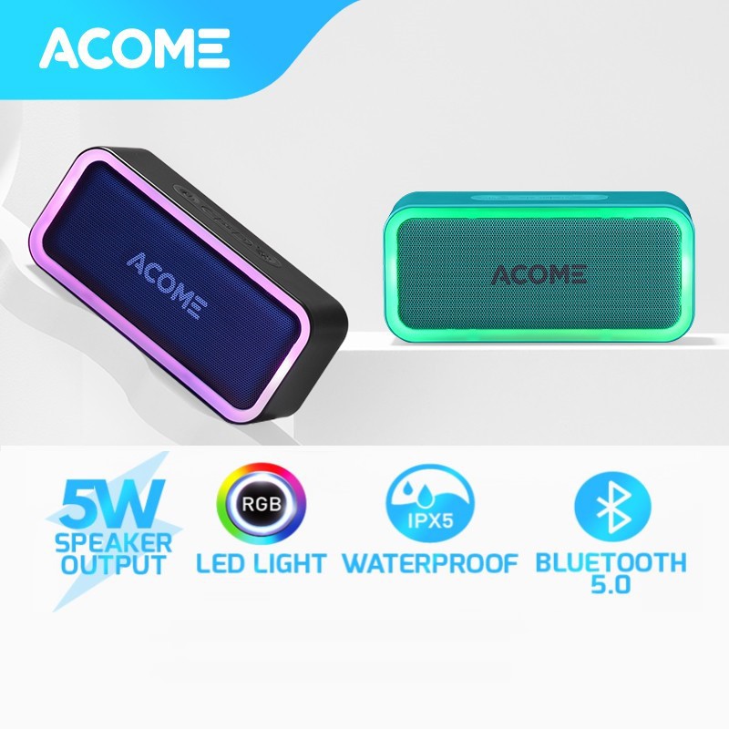 [Mã ELRVA70K giảm 8% đơn 250K] Loa Bluetooth ACOME A6 Công Suất 5W - Hiệu Ứng LED RGD - Playtime 8H Chống Nước IPX5