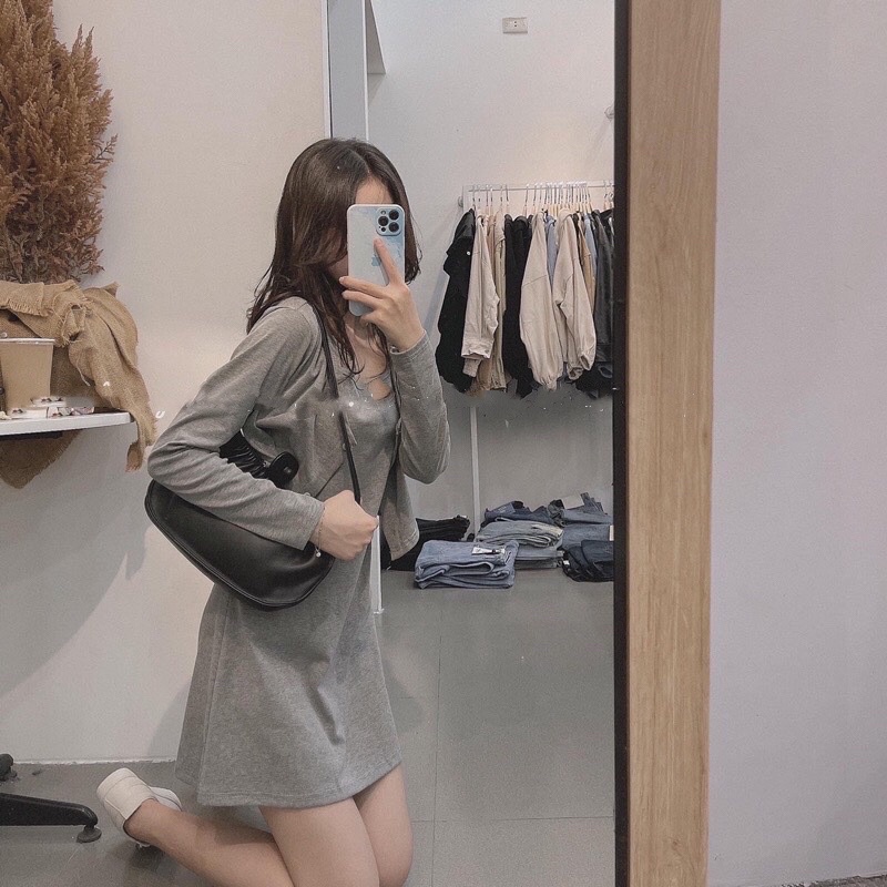 Váy hai dây kèm áo cadigan khoác ngoài - váy nữ đi chơiSet