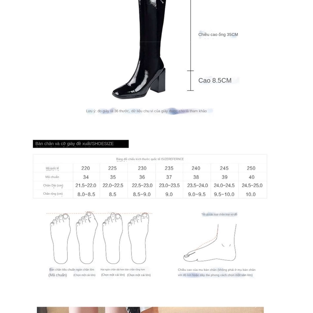 Giày bốt da cao gót mũi vuông thời trang thu đông cho nữ