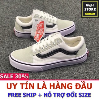 🎁[Sale off] Giày thể thao old skool 8 kẻ sọc đen ( Mũi Da Lộn Xịn)