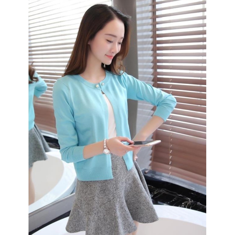 Áo Khoác Len Nữ Cổ Đính Cúc Ngọc ALN025 MayBlue-vãi len-không phai màu