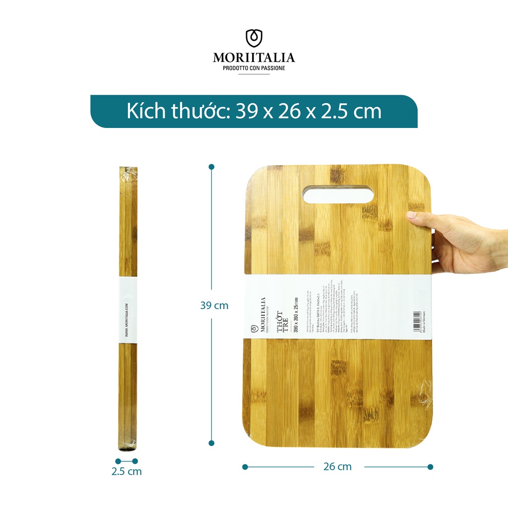 Thớt tre Moriitalia tự nhiên kháng khuẩn NB78-L 39x26x2.5 THOT00008020