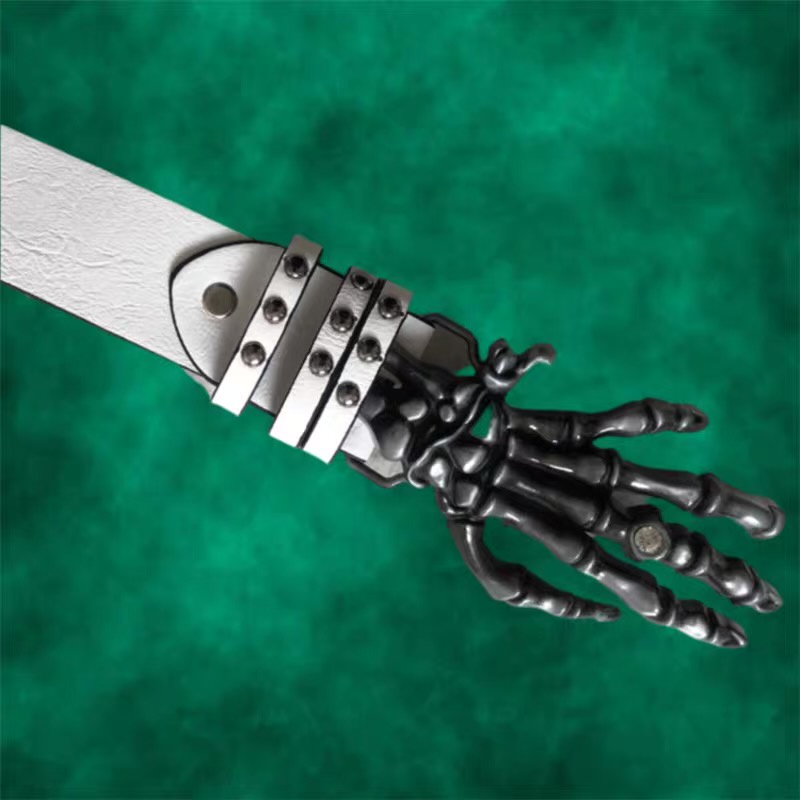 Shibuya Thắt Lưng Da Đính Đinh Tán Hình Đầu Lâu Kim Loại Màu Xanh Dương Phong Cách Punk Hip Hop