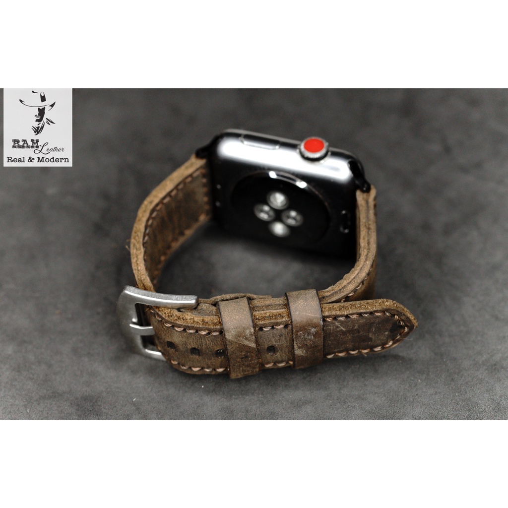 Dây Apple Watch , iWatch , iphone Watch da bò nâu đất RAM Leather 1950