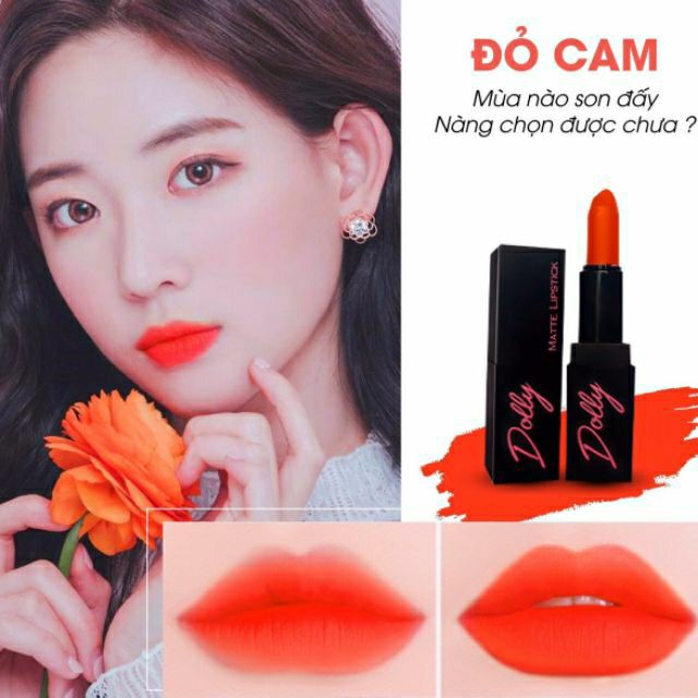 💋Son phủ phấn Dolly đỏ cam (Tách sét)