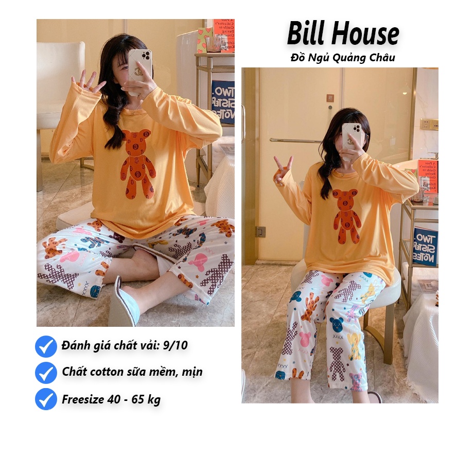Đồ Bộ Nữ Thun Cotton Tay Dài Quần Dài, Đồ Mặc Ở Nhà Quảng Châu, Họa Tiết Hoạt Hình Dễ Thương TD06 | BigBuy360 - bigbuy360.vn