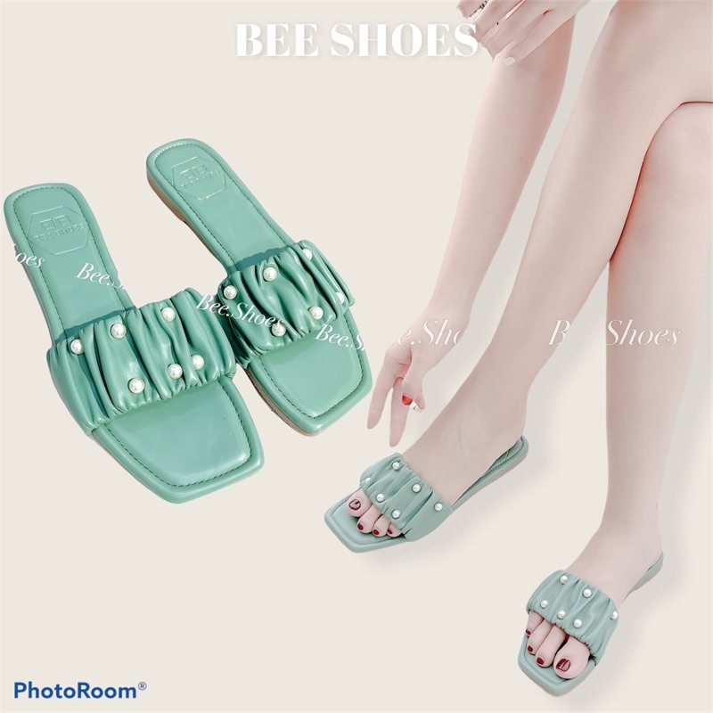 BEESHOES - DÉP LÊ NỮ THỜI TRANG DA MỀM ÊM CHÂN ĐÍNH NGỌC SẴN ĐA DẠNG MÀU SIÊU XINH 210681