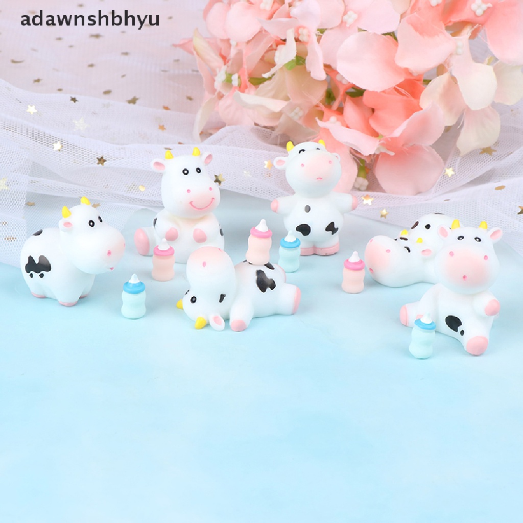 [adawnshbhyu] Milk Bottles Cute Cow Mini Miniature Figurine Dollhouse Decor Micro Landscape [adawnshbhyu]