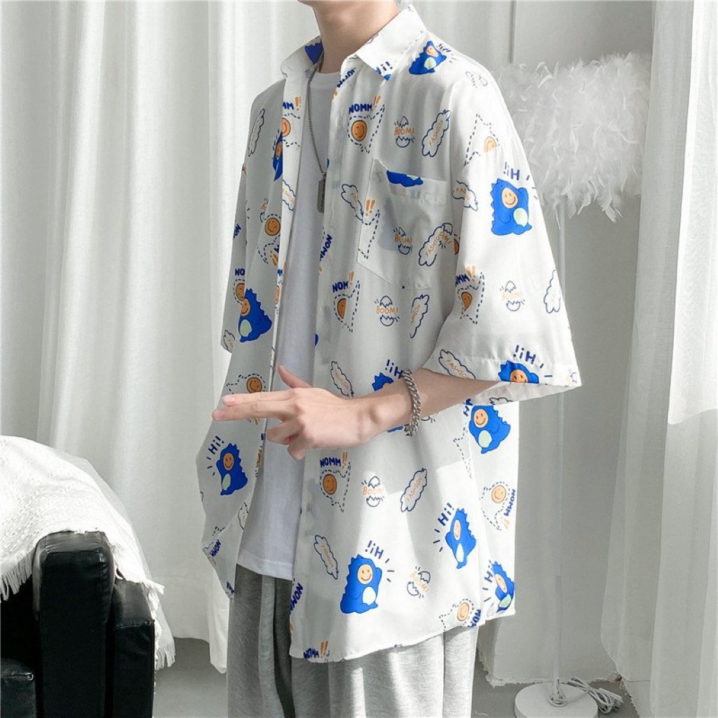 Áo sơ mi tay ngắn from rộng unisex nam nữ , sơ mi nam nữ vải voan lụa mịn mát free size 40kg - 70kg