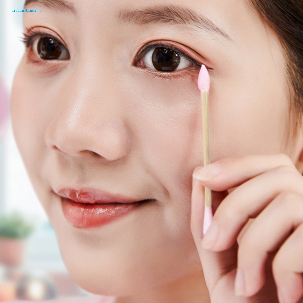 Atl| 1 Hộp 200 / 300 Tăm Bông Trang Điểm Đầu Tròn Đa Năng