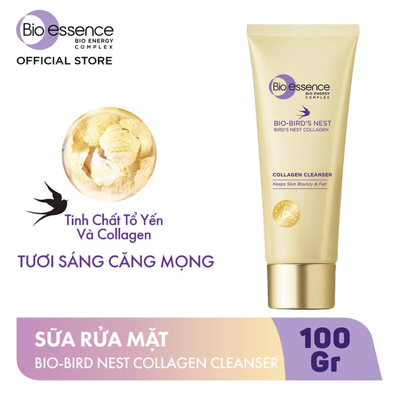 Sữa Rửa Mặt Bio-essence Dưỡng Da Săn Mịn Rạng Ngời Bio-Bird’s Nest Collagen Cleanser 100g