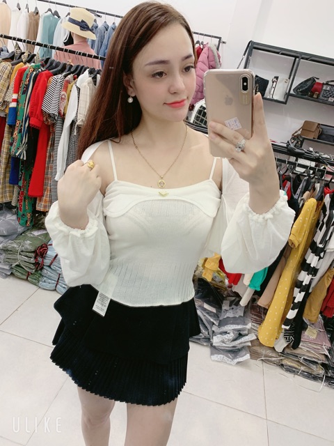 MUA 1 ĐƯỢC 2 - SET ÁO 2 DÂY KÈM CADIGAN LEN SIÊU XINH