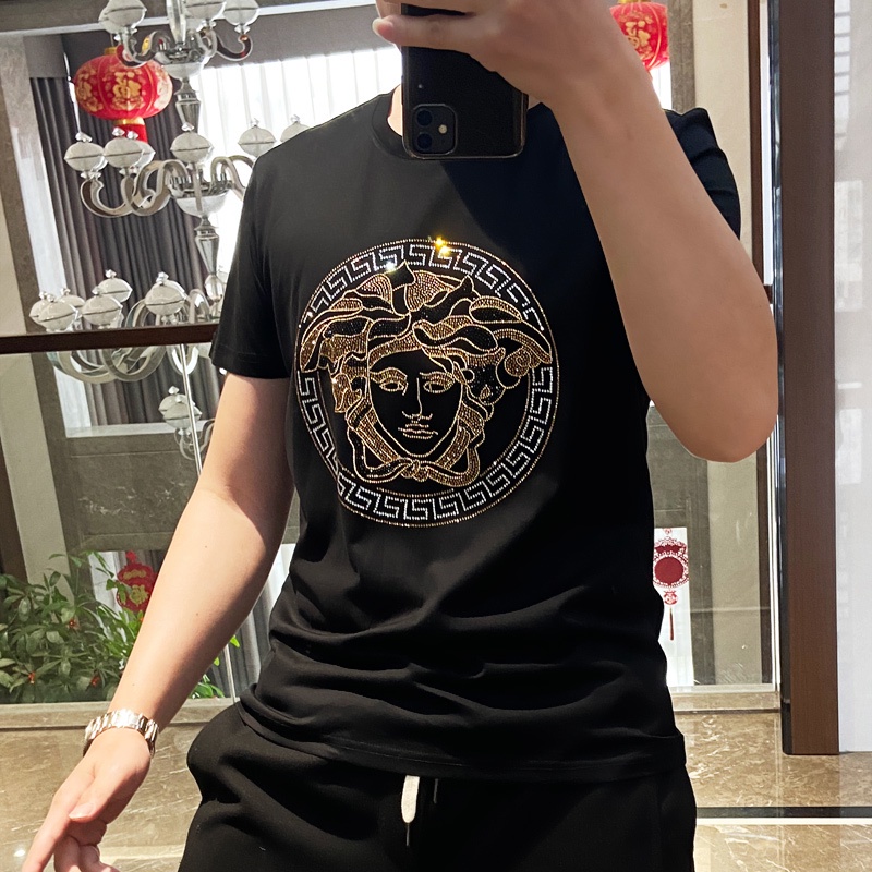 Áo Thun Tay Ngắn Bằng Vải Lụa Lạnh Mỏng Co Giãn Thời Trang Mùa Hè 2021 Chất Lượng Cao Cho Nam