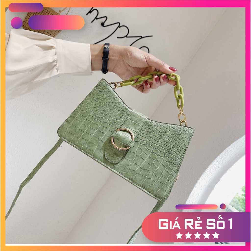 Túi xách nữ đeo chéo sang trọng vân da cá sấu cao cấp phối xích trẻ trung TX25 túi đeo vai - TX Chip Xinh