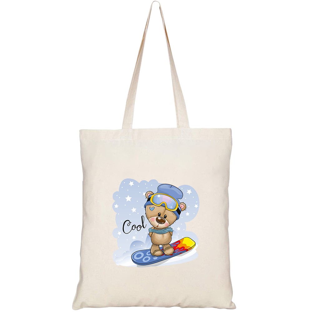 Túi vải tote canvas HTFashion in hình cute cartoon teddy bear on HT360