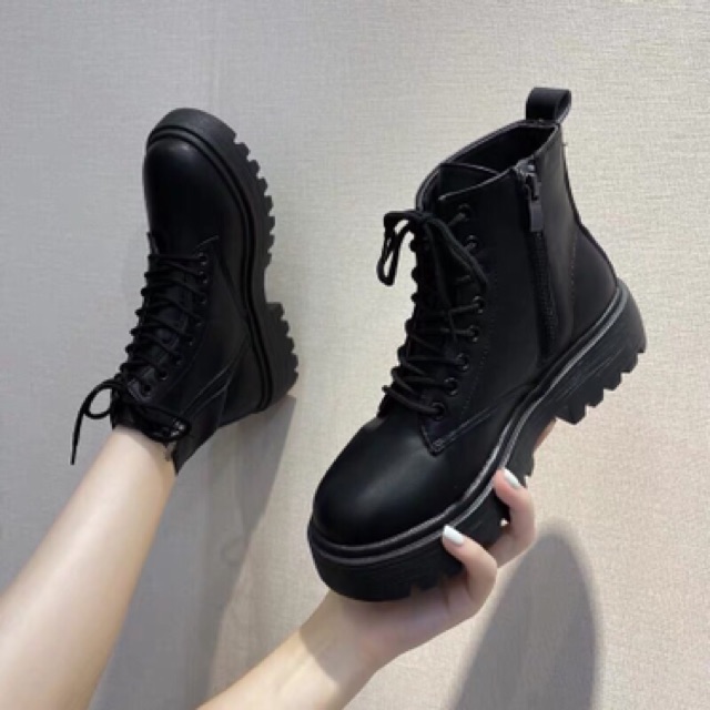 (HÀNG ĐẸP - SẴN) Boot nữ đen cao cổ - Giày boot ullzang nữ phong cách Hàn Quốc siêu hot
