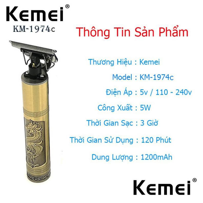 Tông đơ bấm viền phong thủy phật độ cao cấp Kemei 1974a + 1974c