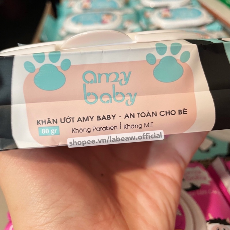 [ĐẶT K GIỚI HẠN] Khăn ướt em bé AMY BABY không mùi 80 TỜ siêu tiết kiệm