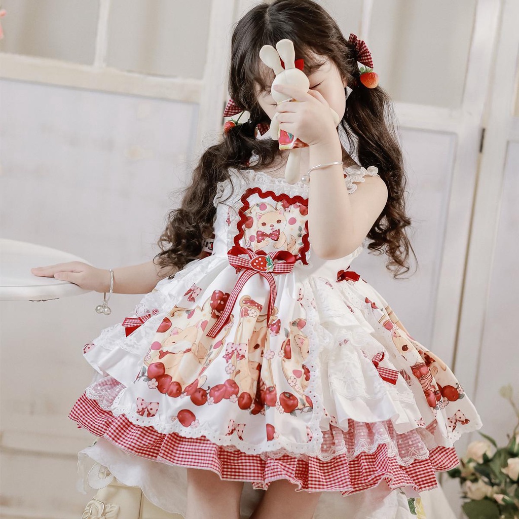 Đầm Lolita Không Tay Họa Tiết Hoạt Hình Dễ Thương Thời Trang Mùa Hè Cho Bé Gái