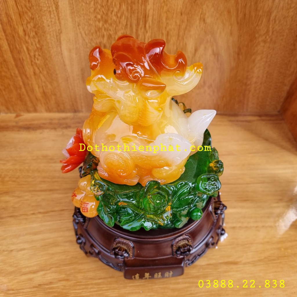 Tỳ Hưu phong thủy xoay hồ lô cao 24cm màu vàng loại 1