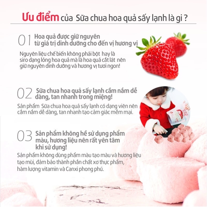 Date 5/2024 Phô mai sấy, sữa chua khô sấy lạnh Bebedang, Ivenet Hàn Quốc