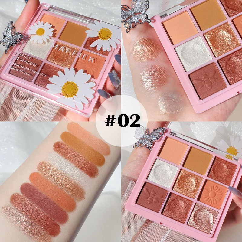 Bảng phấn mắt Maffick Daisy eye shadow 9 ô hoạ tiết hoa cúc hàng nội địa Trung