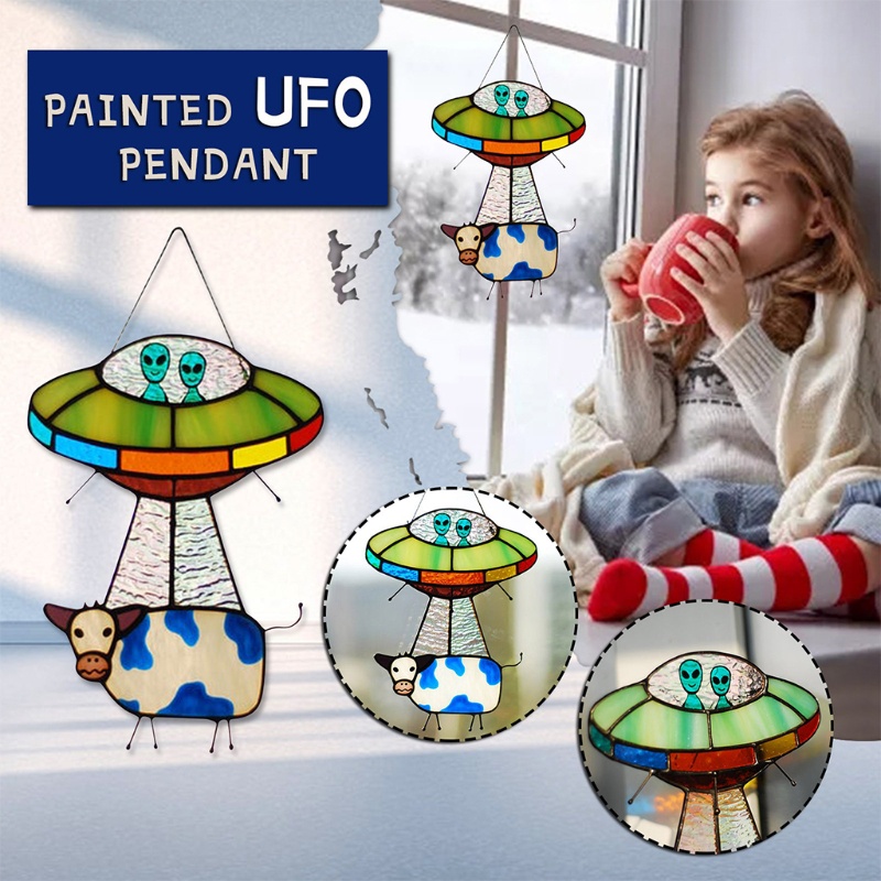 Phụ Kiện Trang Trí Sân Vườn Hình Bò UFO Bằng Kính Độc Đáo