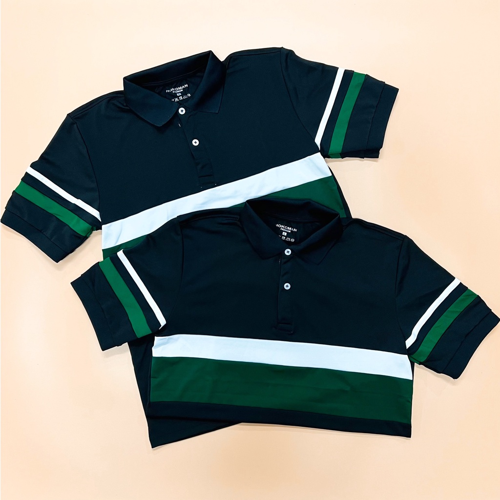 Áo polo nam cổ bẻ phối sọc ngang xanh lá chất vải cá sấu Cotton xuất xịn,chuẩn form, sang trọng - thanh lịch TB051