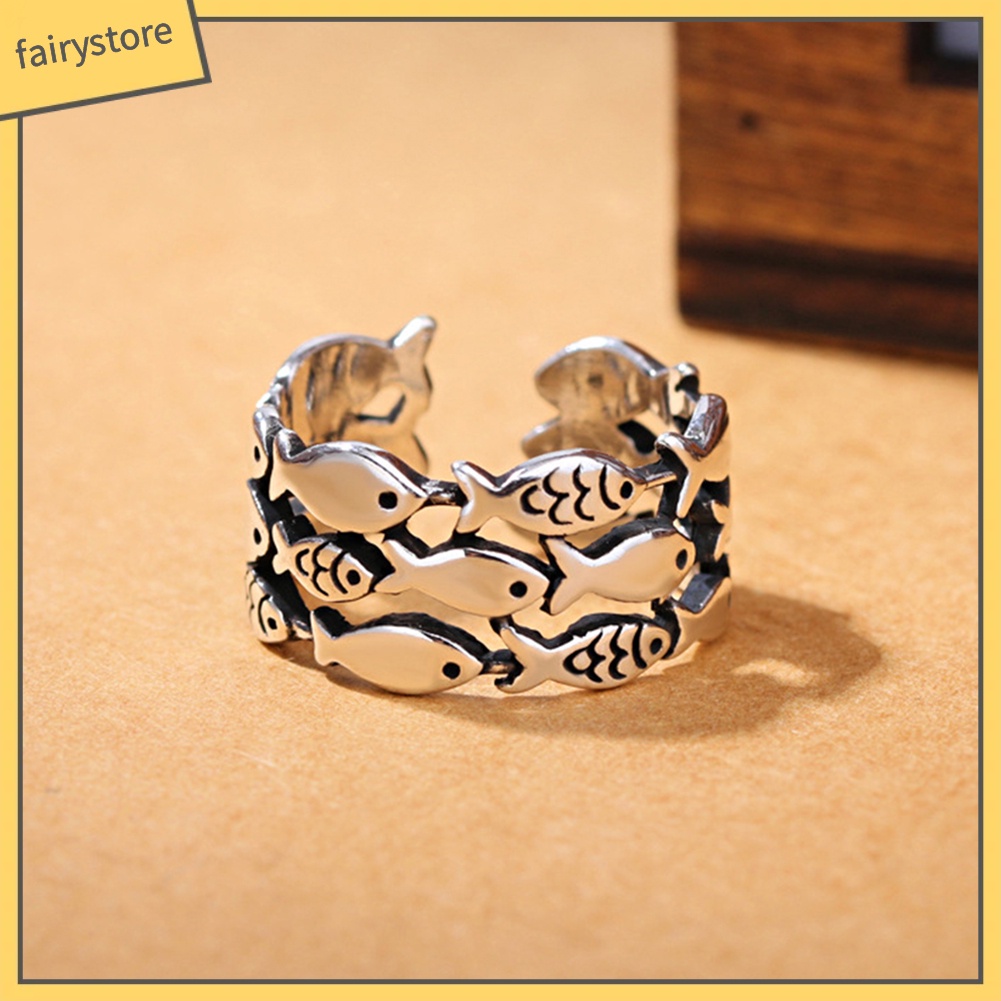 Nhẫn Hở Mạ Bạc Hình Cá Xinh Xắn Cho Nữ