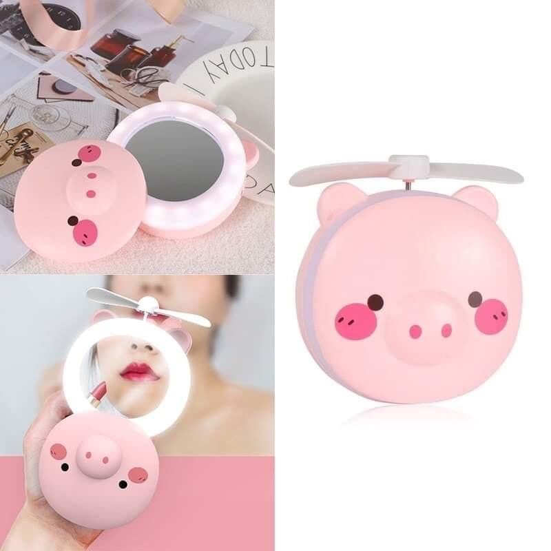 GƯƠNG TRANG ĐIỂM CẦM TAY 3 IN 1 HÌNH CON HEO