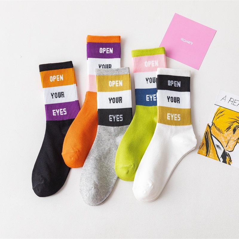 TIAN TIAN T076 Hàng cao cấp Cao cổ  Vớ Cotton ống dài phong cách Harajuku Hàn Quốc cho nữ