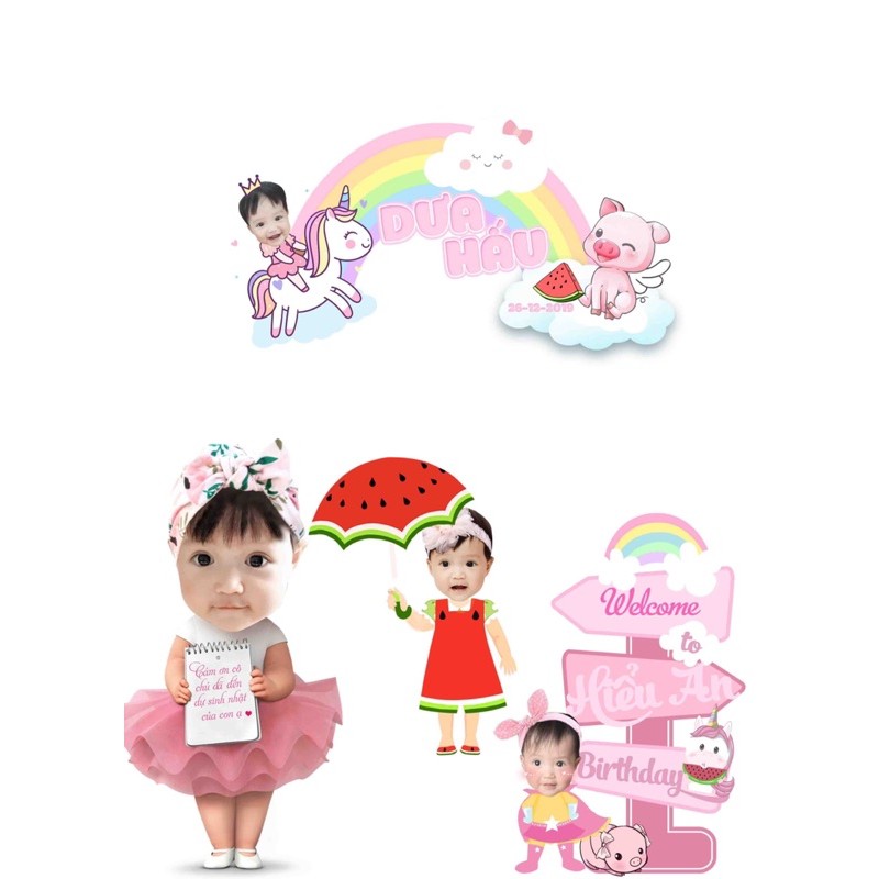 Chibi trang trí tiệc sinh nhật, thôi nôi cho bé, thiết kế theo yêu cầu free