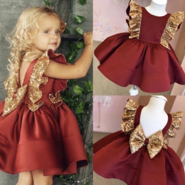 Đầm Công Chúa Hở Lưng vs Phối Nơ To, Đính Sepuins... Cho Bé Từ 1-5 Tuổi.