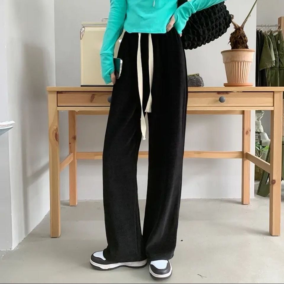 Quần nhung tăm ống rộng nam nữ, quần nhung tăm dây rút unisex 5 mầu Zinti