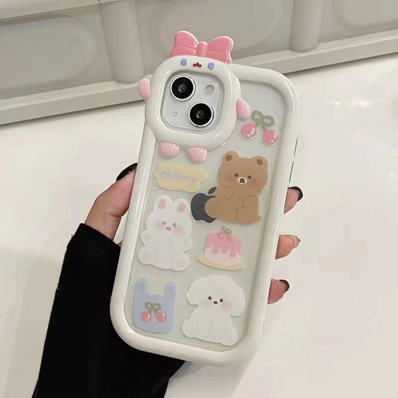 Ốp Điện Thoại Hình Gấu 3D Bảo Vệ Lens Cho iPhone 11 13promax 12 7Plus X XR XSMAX