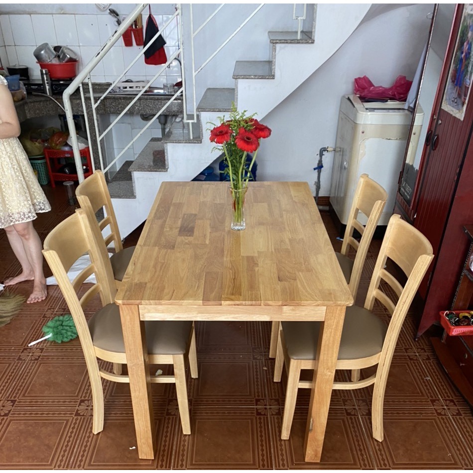 Combo Bộ bàn ăn cabin 4 ghế gỗ bọc nệm cao cấp