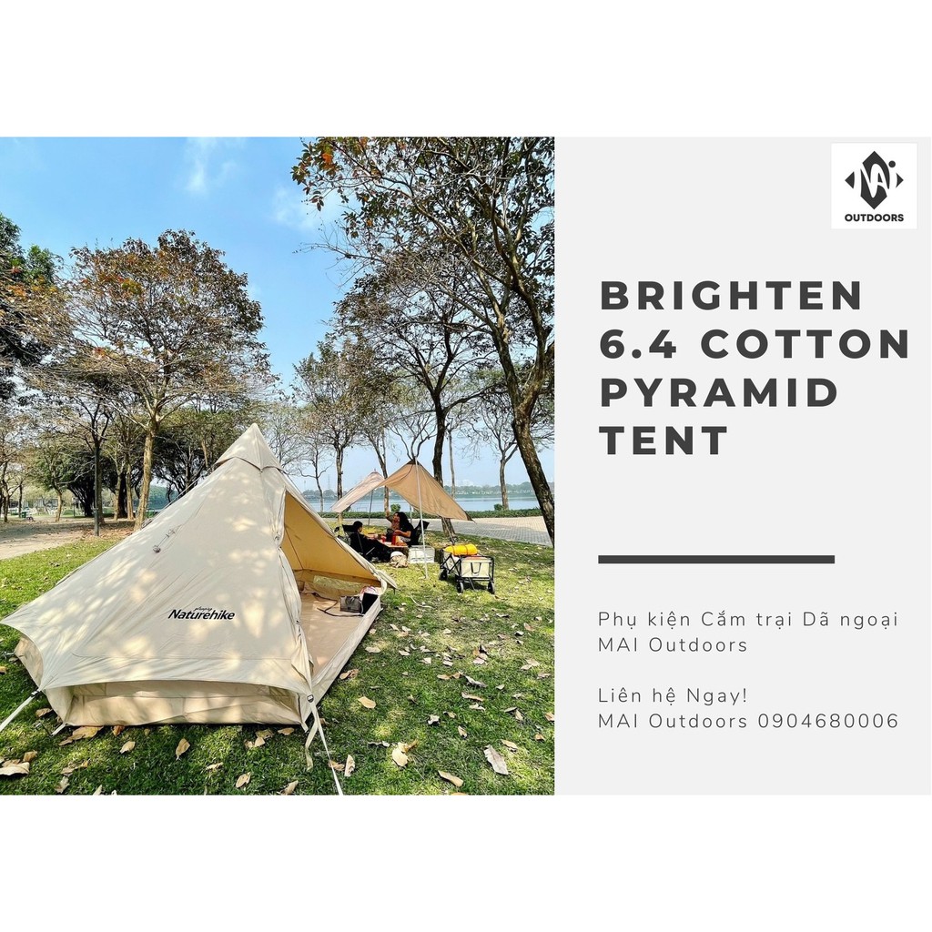 Lều cotton Brighten 6.4 Glamping NatureHike NH20ZP004 dành cho 3-4 người
