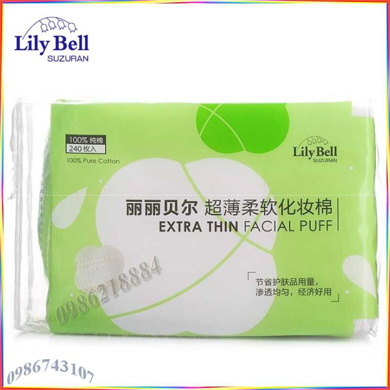 Bông tẩy trang Lily Bell vỏ xanh Extra Thin 240 miếng ABE24