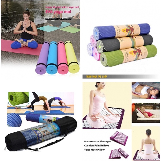 [FREESHIP] THẢM TẬP YOGA 2 LỚP HOA VĂN, CHÂM CỨU MASSAGE CAO CẤP